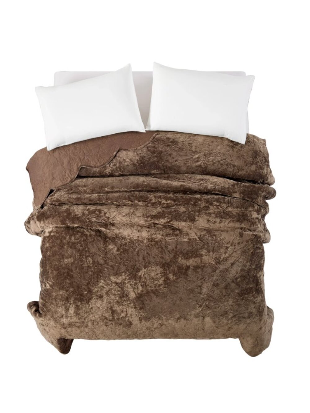 The Pioneer Woman Home Rich Brown Cottage Eloise Floral 100% Poly Velvet Quilt - Picture 4 of 9